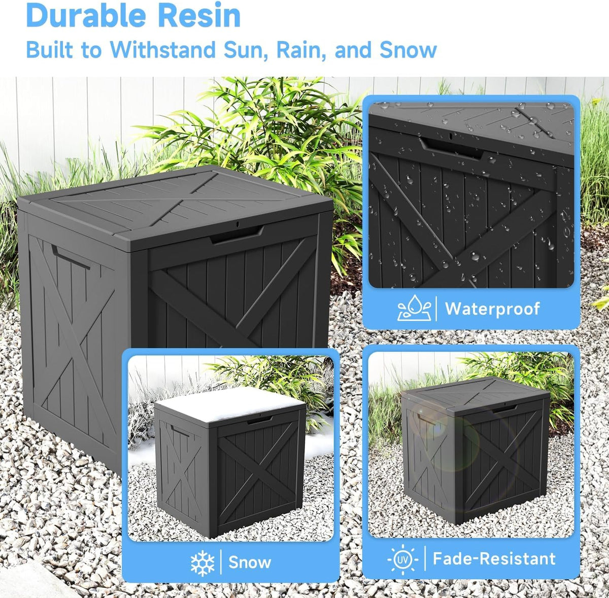 deck box large outdoor storage for patio furniture showing dimensions
