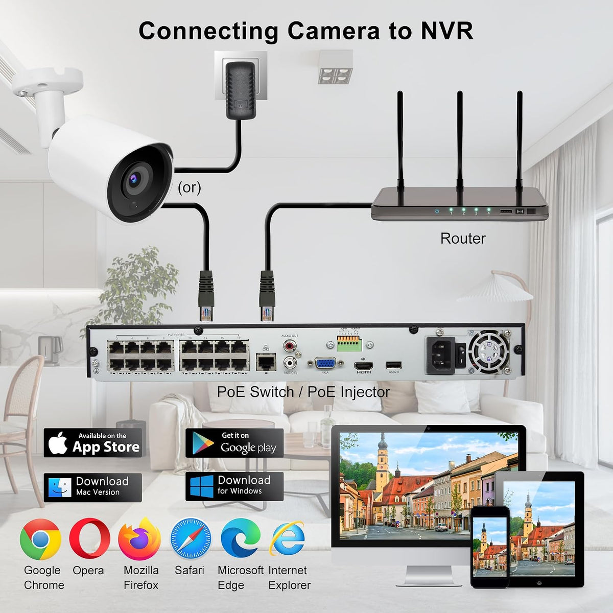 5mp poe ip bullet security camera with 2.8mm on a desk or shelf