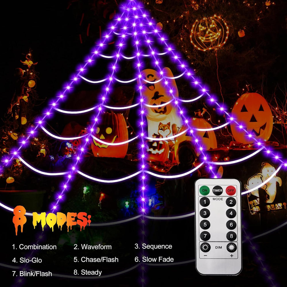 Spider Webs Halloween Decorations,16.4Ft 8Modes Super Bright 250LED Halloween...