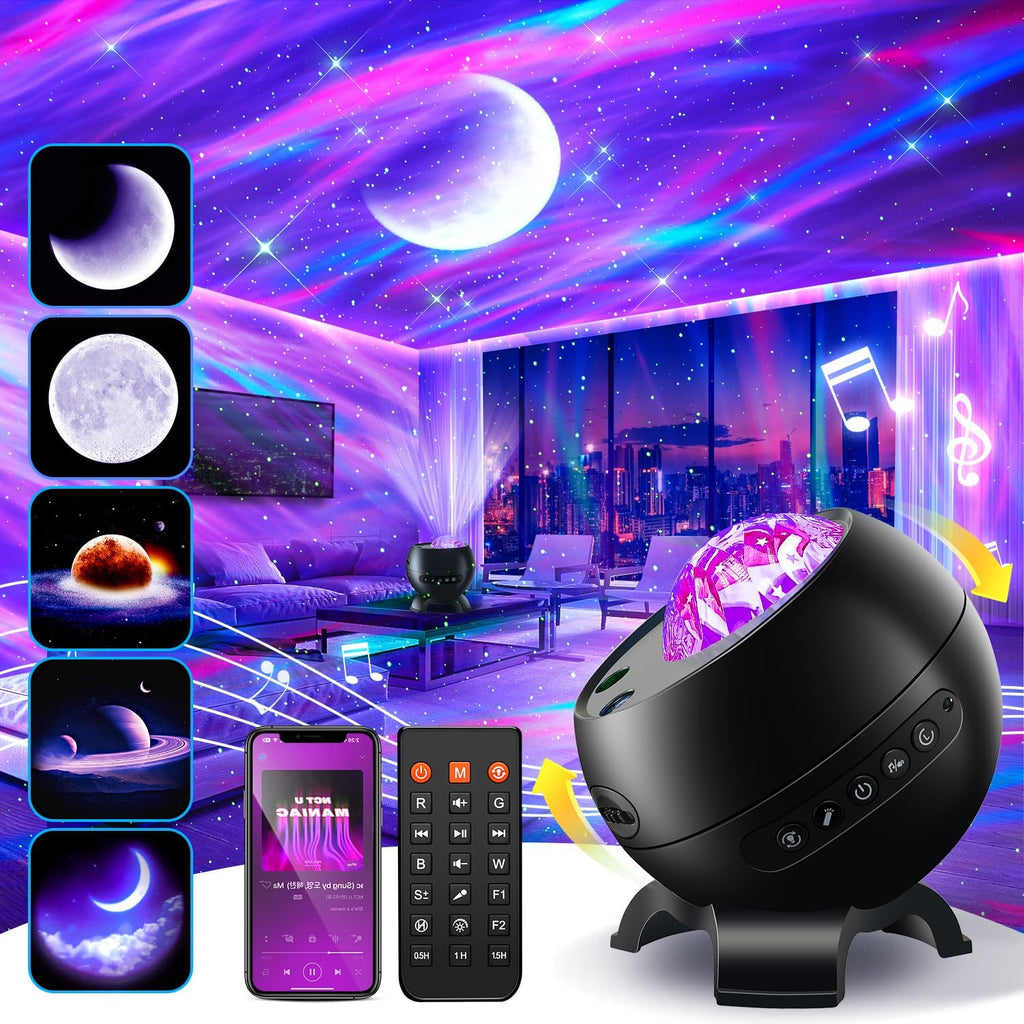 Northern Galaxy Light Projector, 300+Modes & 5 Films Star Projector, 15 White