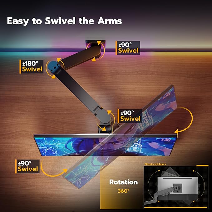 ARES WING Wall Mount Monitor Arm