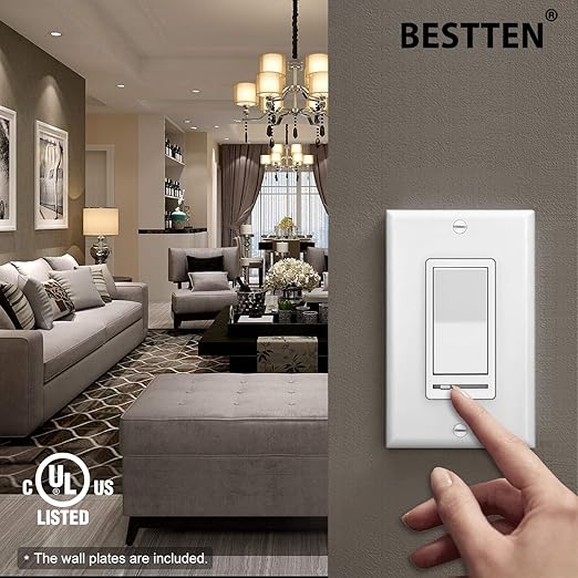 BESTTEN 6 Pack Dimmer Light Switch, LED Dimmer Switch, Single-Pole or 3-Way