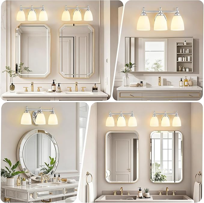 EJIAXIN Bathroom Light Fixtures, 3 Light Bathroom Lighting Fixtures Over Mirror