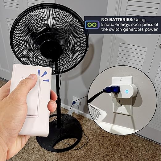 RunLessWire Wall Plug Bluetooth Battery-Free Wireless Light Switch Kit 30ft BLE