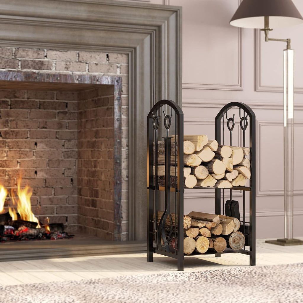 fire beauty wrought iron firewood log rack with showing dimensions