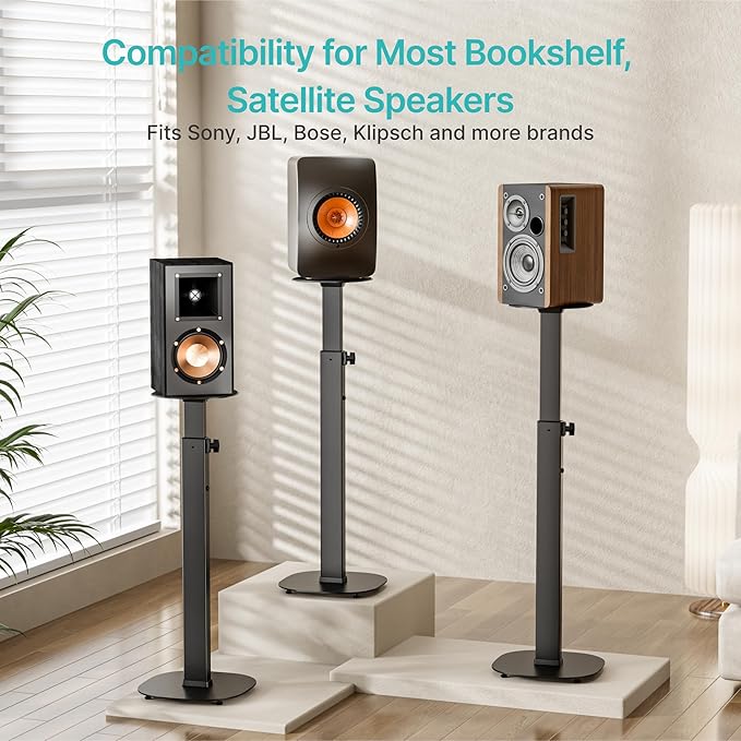 Pegzone Height-Adjustable Speaker Stand Pair from 28.6" to 46.1", 22lbs Capacity
