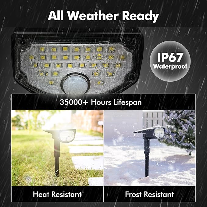 AloftSun Solar Motion Sensor Outdoor Lights, Waterproof Motion Sensor Spot