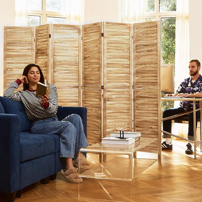 Room Dividers and Folding Privacy Screens, Wood Louvered Separators Divider Wall