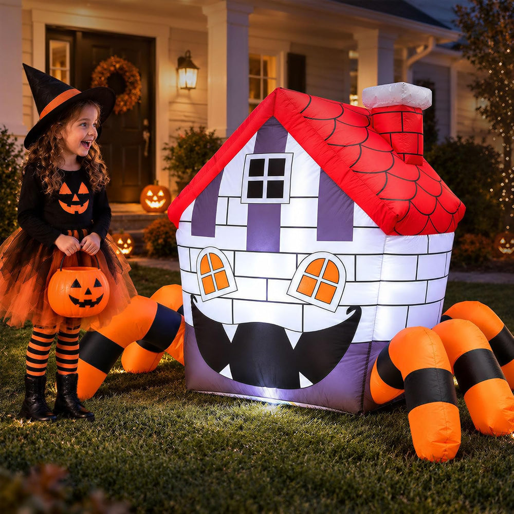 5FT Inflatable Halloween Decoration Outdoor, Blow Up Spider Yard LEDs Decor