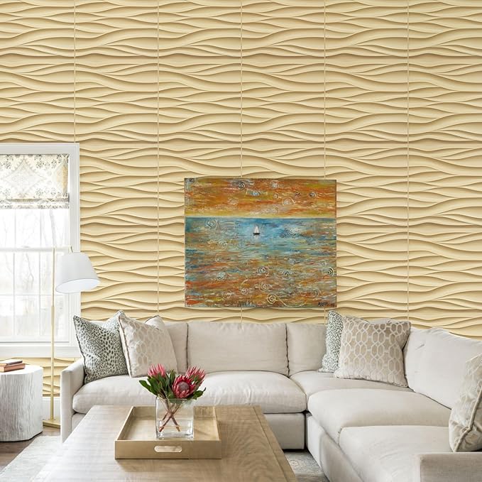 STICKGOO Wave Wall Panels for Interior Wall Decor, Light Oak 3D Wall Panels (Pack of 12)