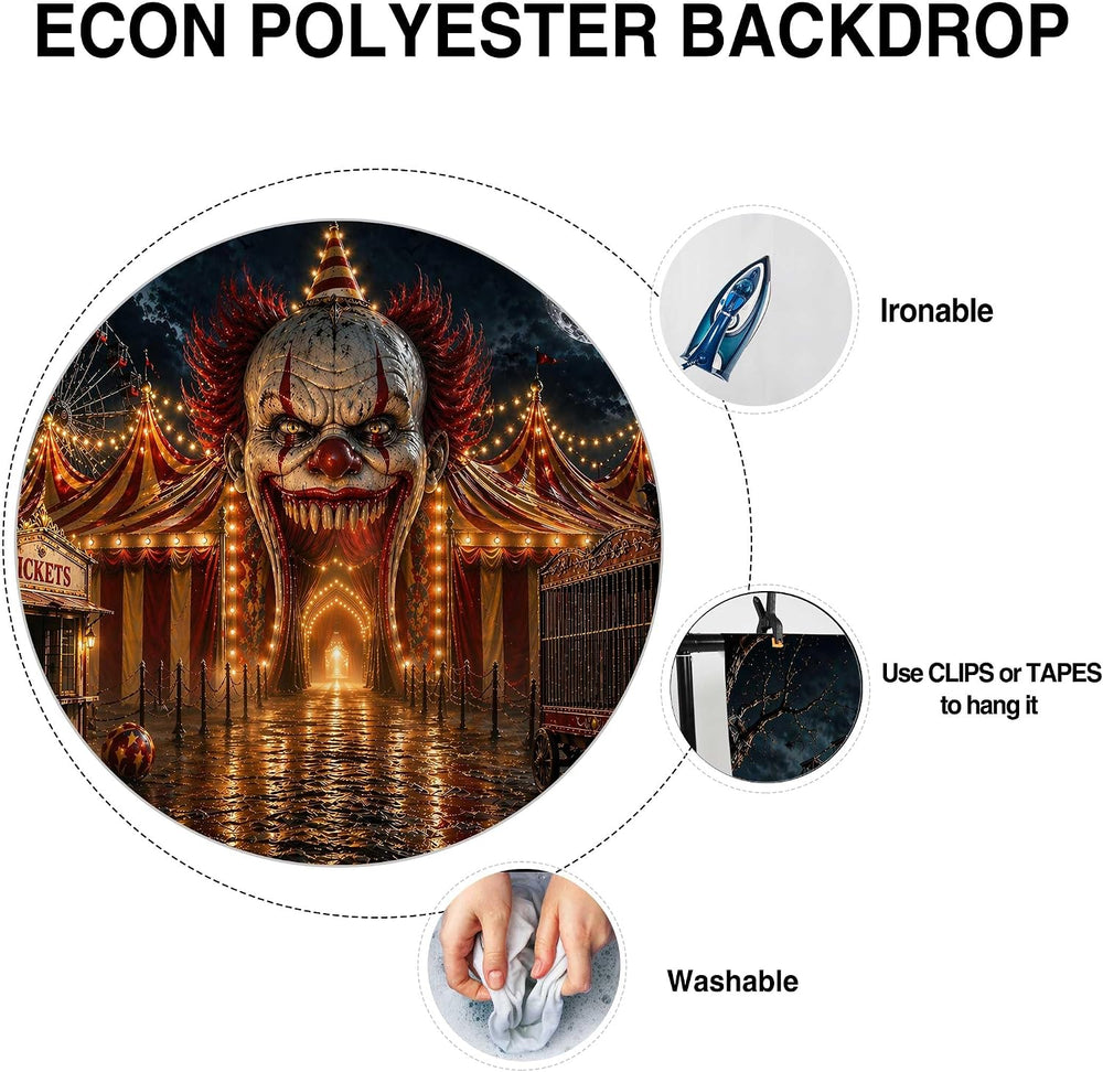 Allenjoy 118" x 95" Halloween Horror Clown Photography Backdrop wit...