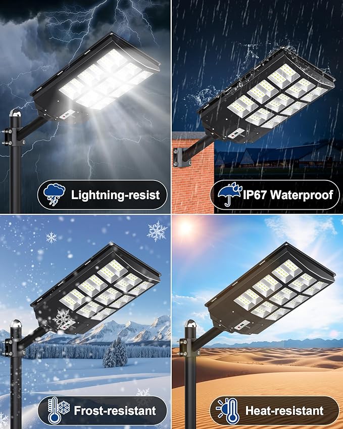 Gefolly SL-4600W Solar Street Light Outdoor 460000LM Wide Angle Commercial