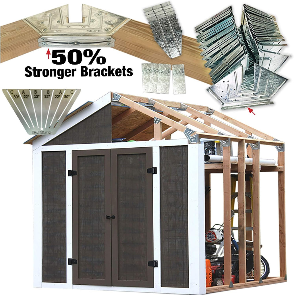 50% structurally stronger truss design easy shed kit shown in use