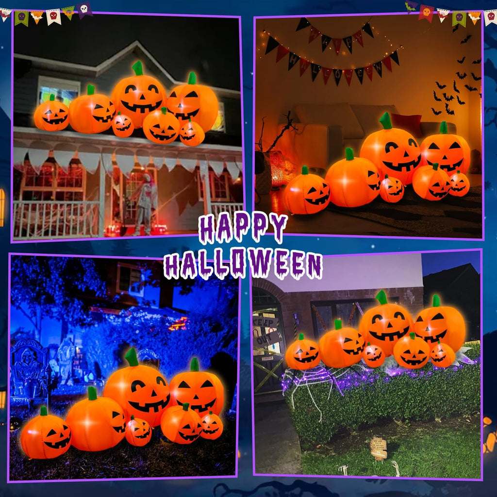 SEASONBLOW 7FT Halloween Inflatable Pumpkin Patch Family Outdoor Decoration