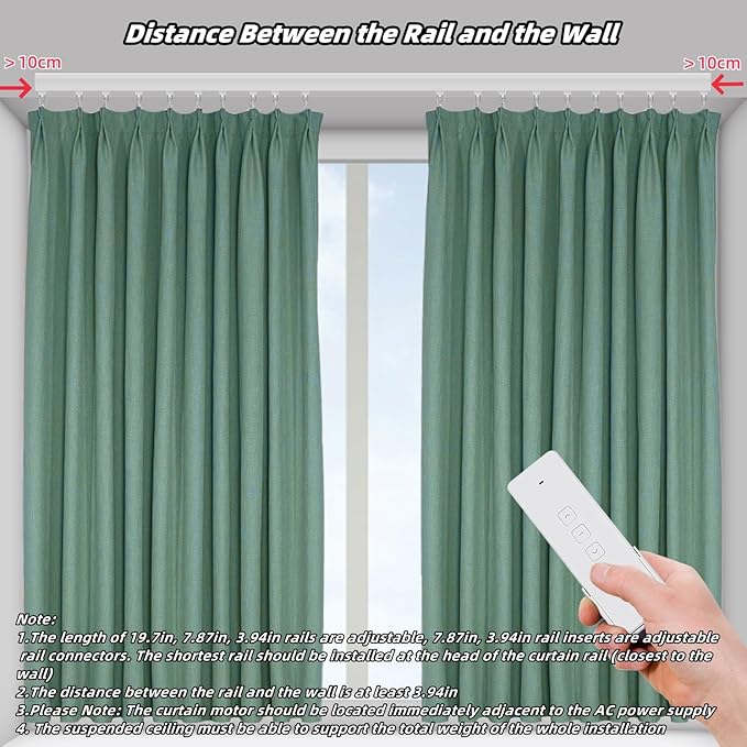Lemoeyes Electric Curtain Track, Retractable Motorized Curtains Rod From