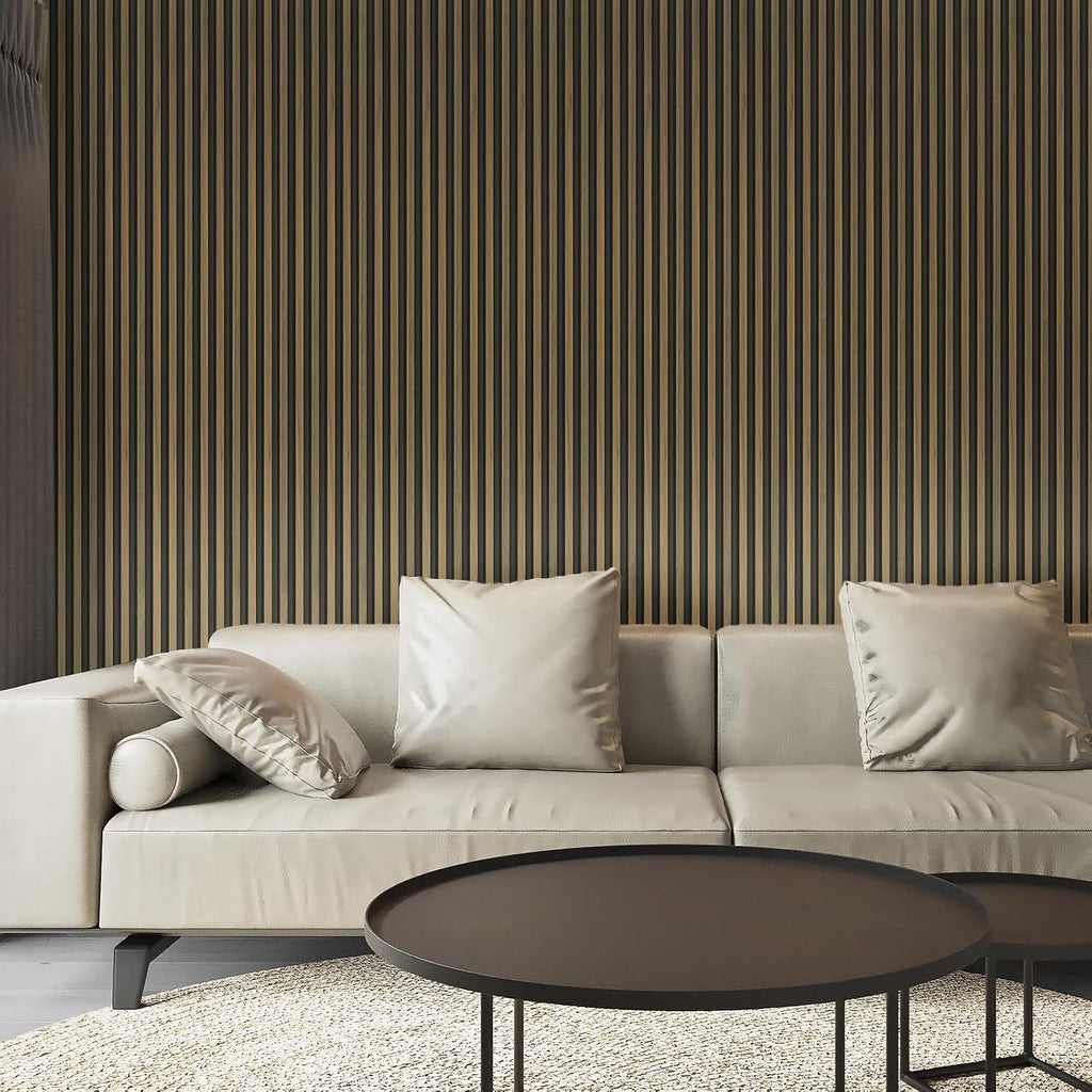 Art3d 96 x 6 Inch 3D Fluted Wood Textured Slat Wall Panel, 8-Pack, Ebony
