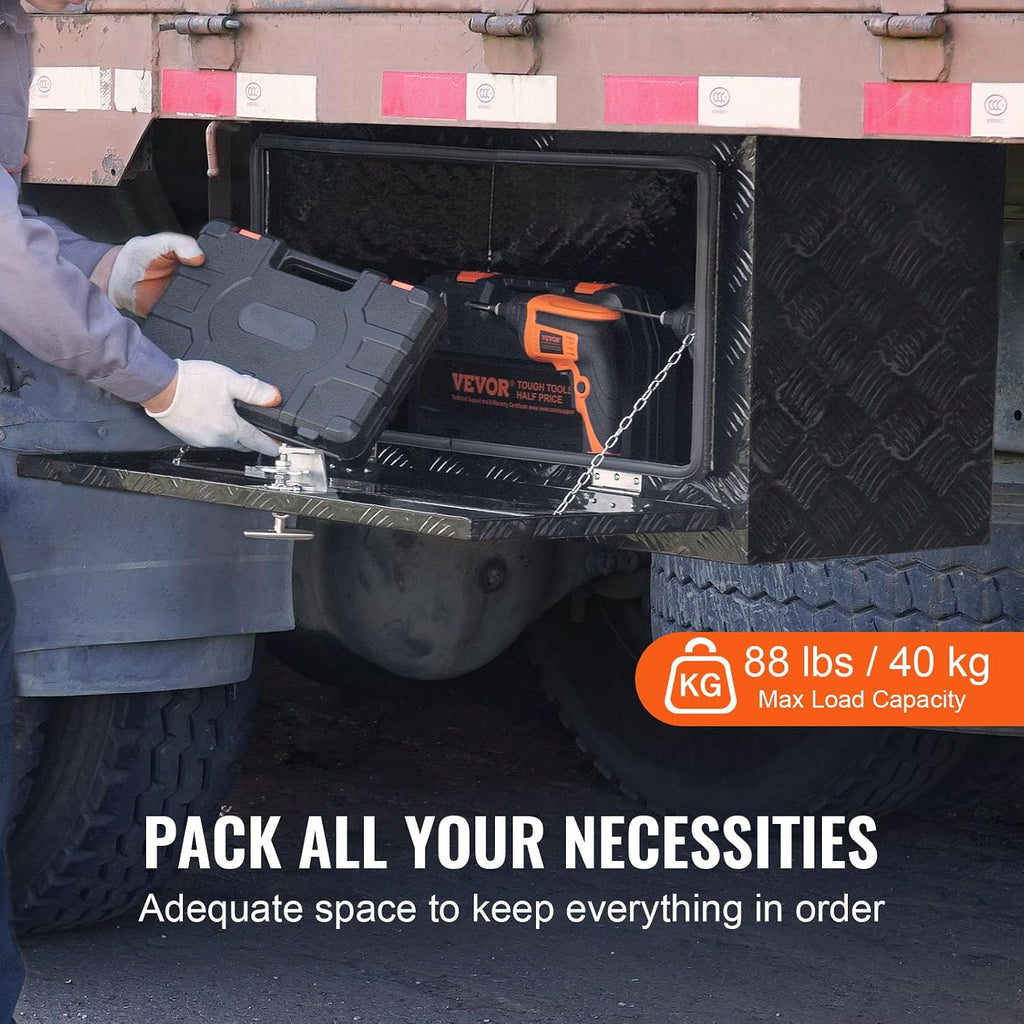 vevor underbody truck box, 36"×14"×16" pickup storage box, close-up detail