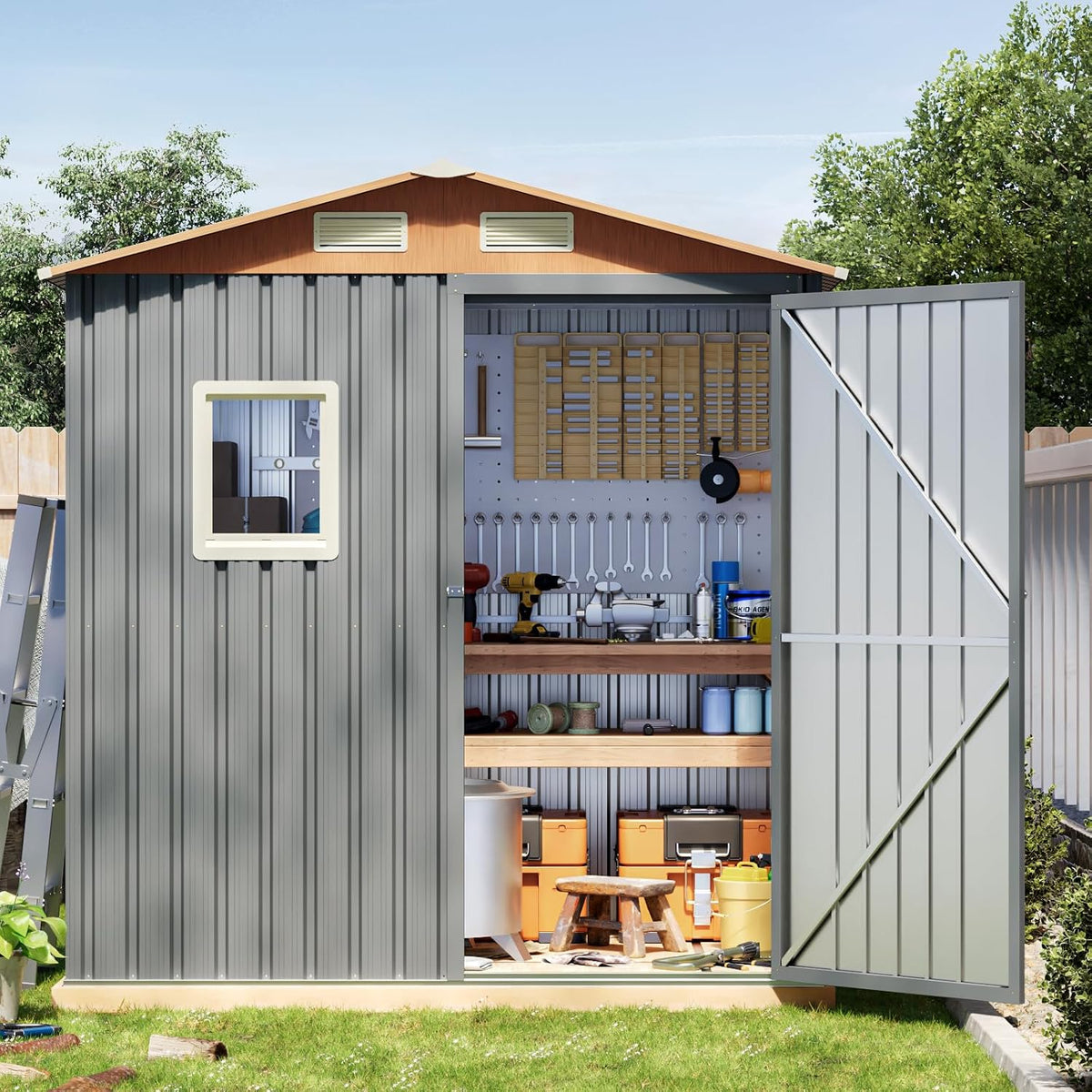 Verdeluxe 6x4FT Multi-Used Outdoor Storage Shed with Frame Floor