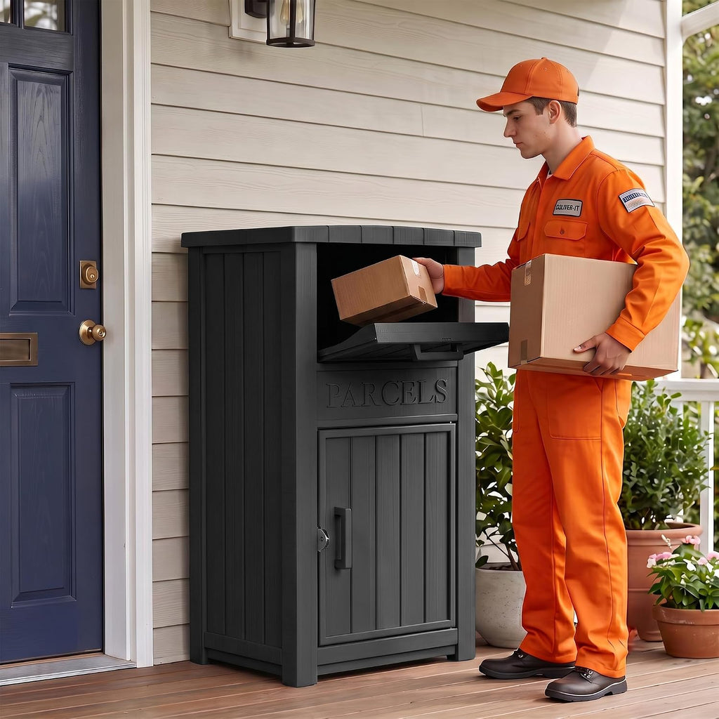 package delivery boxes for outside, outdoor storage box on a desk or shelf
