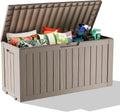 75 Gallon Waterproof Resin Deck Box, UV Resistant Outdoor Storage for Garden, Patio, Porch, Delivery（Grey，75 Gallon）