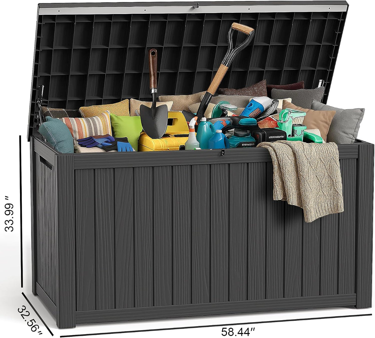 rojik outdoor storage housing deck box,waterproof patio furniture shown in use