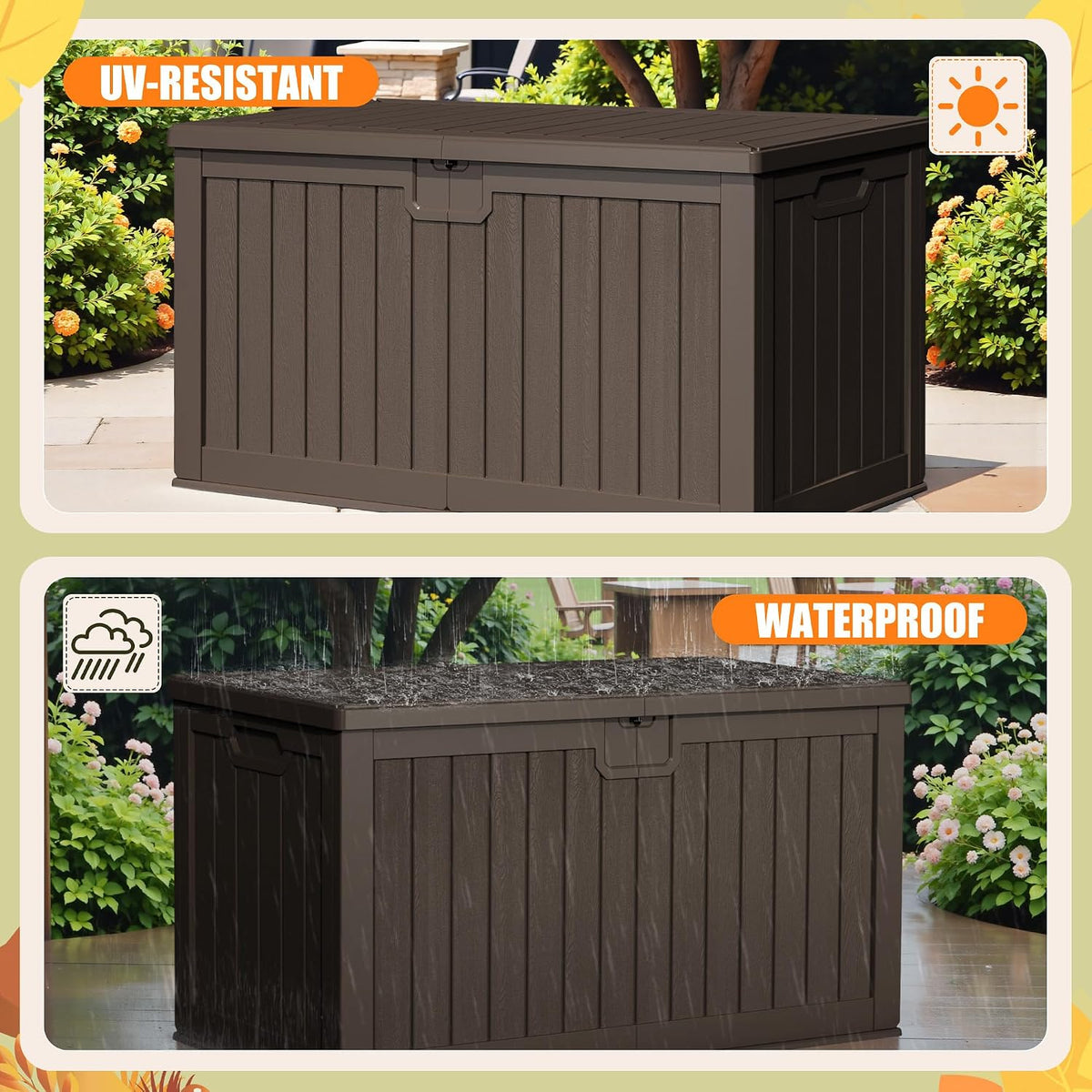 devoko hdpe 240 gallon deck box double-wall with, side view