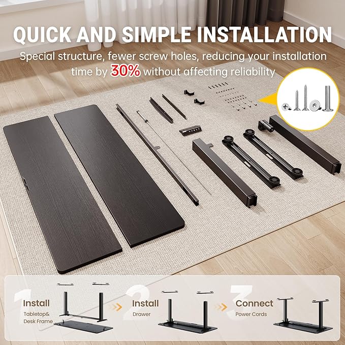 Veken 47.2" Standing Desk, Adjustable Height Office Desk