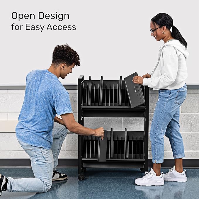 Line Leader 32-Device Mobile Charging Station | Steel Rolling Cart