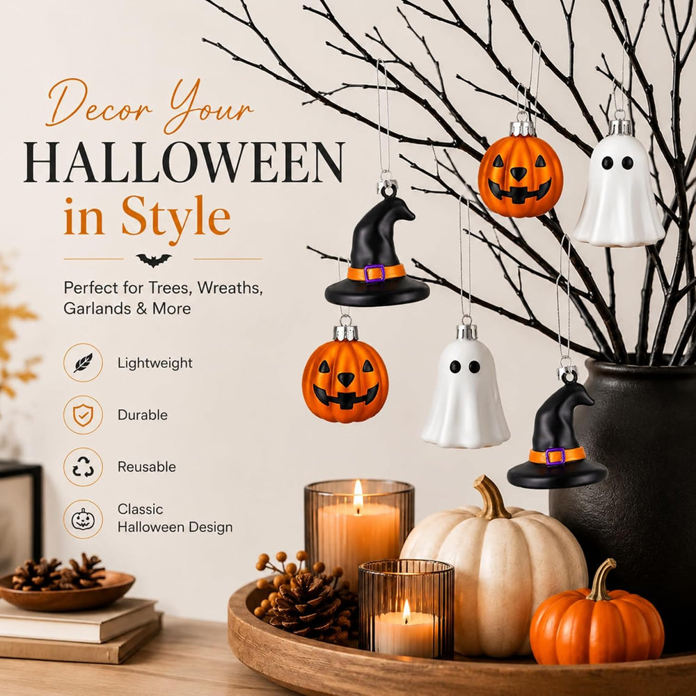 VioraWhite 30 Pcs Halloween Hanging Ornaments Cute Sliver Ghost, Gold Pumpkin...