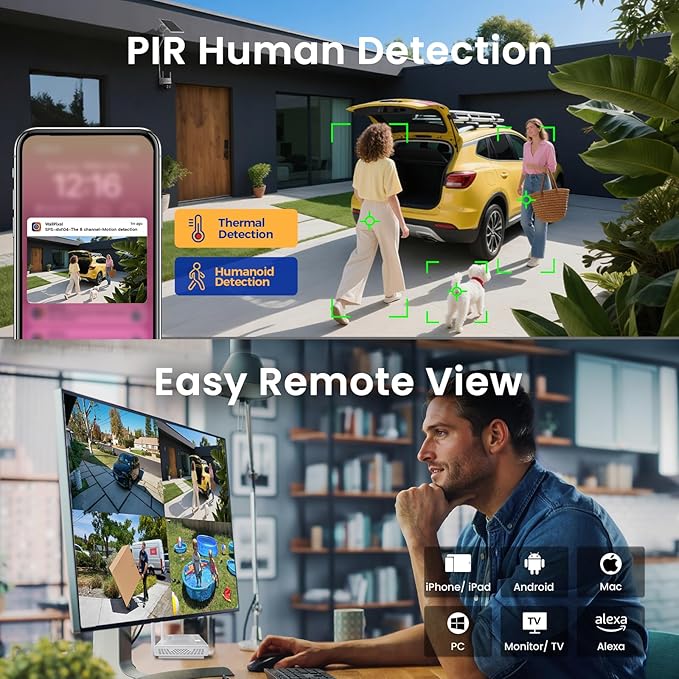 xmartO Solar/Battery-Powered Wire-Free PTZ Home Security Camera Wireless
