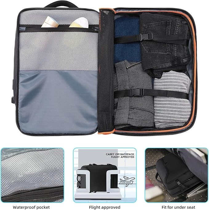 Travel Carry on Backpack 50L Expandable Flight Approved Backpacks 17.3 inch