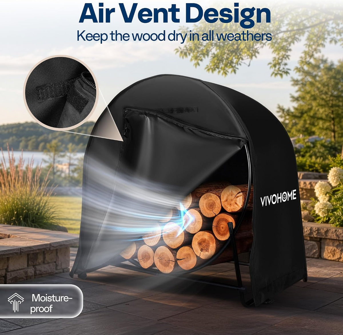 vivohome 40 inches firewood log hoop cover only showing dimensions
