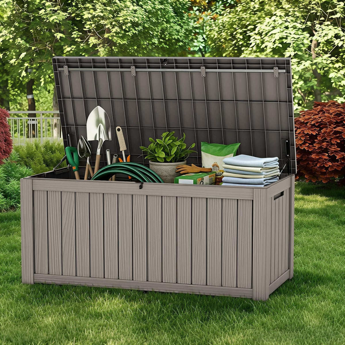 200 gallon large outdoor storage box waterproof, uv, side view
