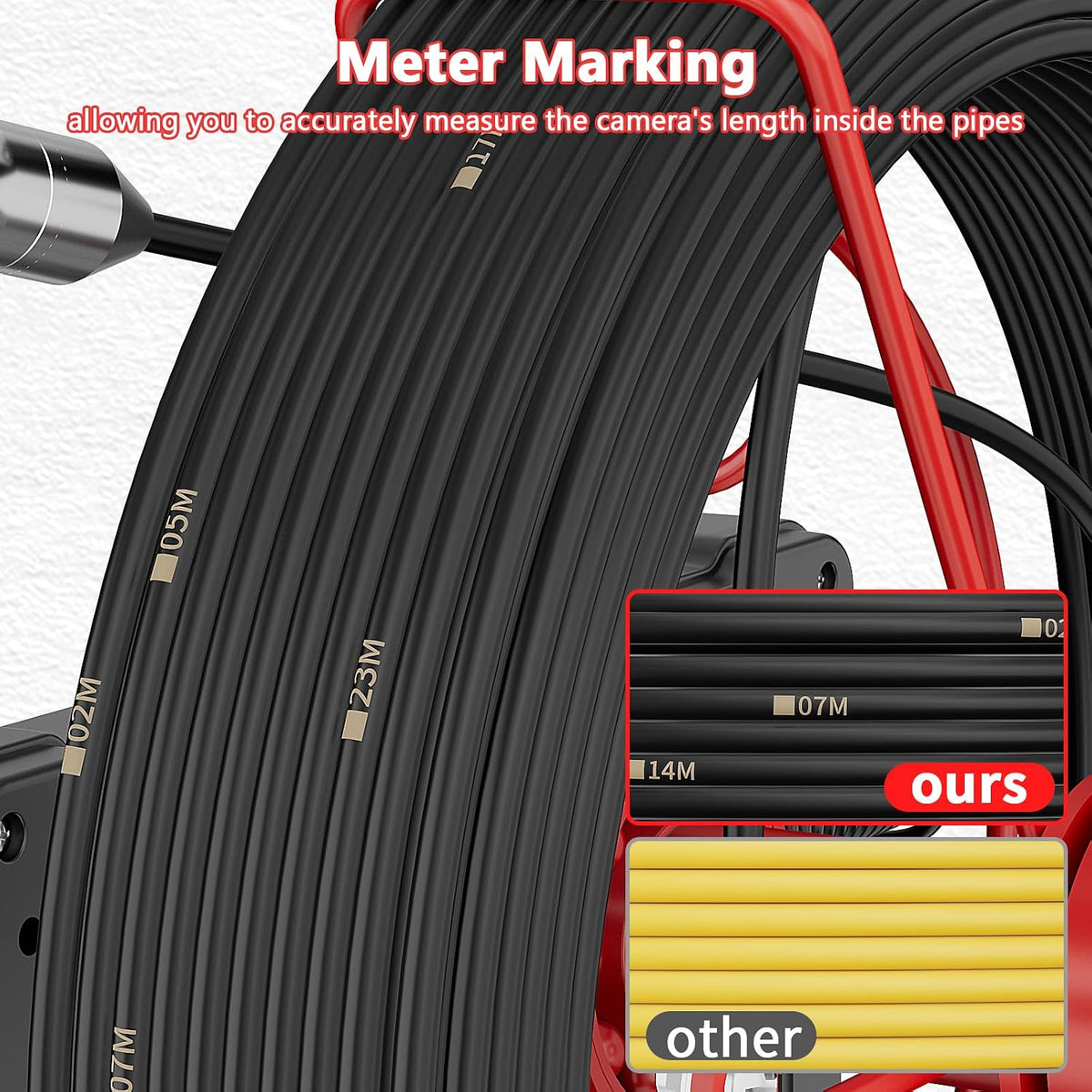 sewer camera 100ft/30m 7" rainproof ips screen pipe, side view