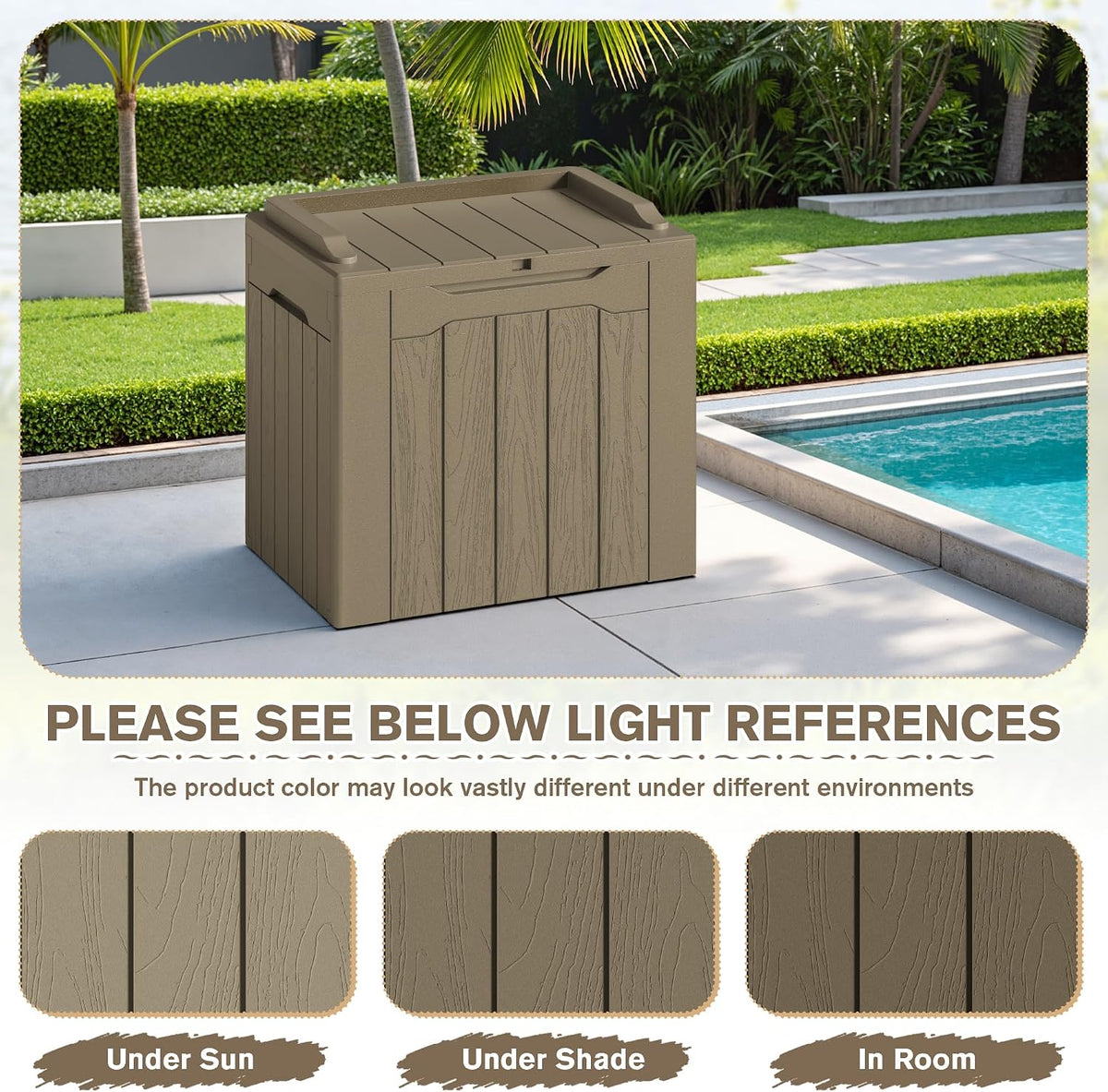 jummico 31 gallon resin deck box waterproof outdoor, close-up detail