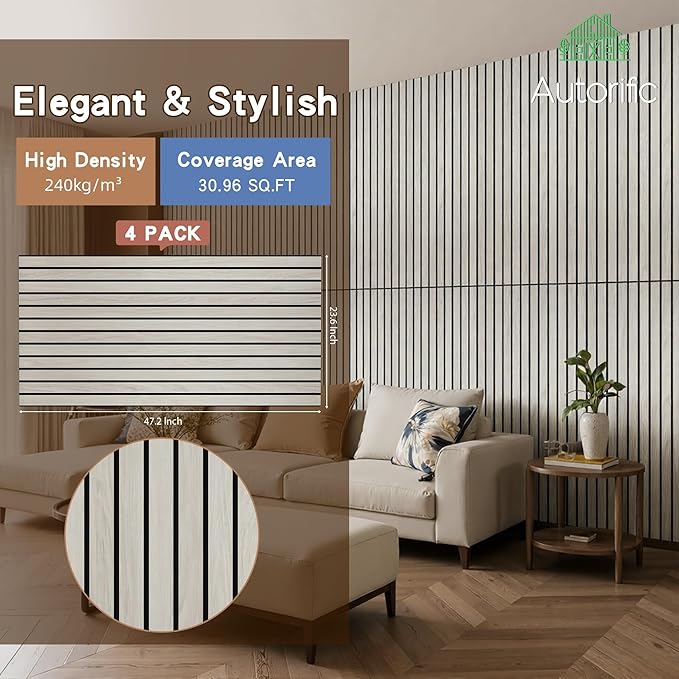 4 Pack Large Acoustic Panels 47.2”x23.6”, Decorative Acoustic Wall Panel