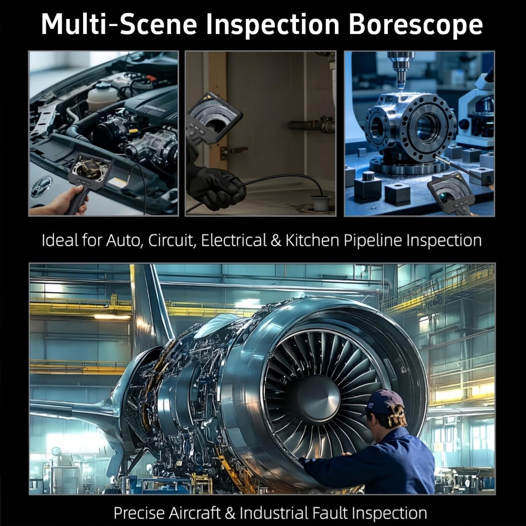 dual lens endoscope camera with light, 1920p industrial on a desk or shelf