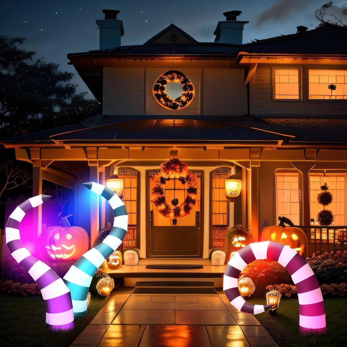 3 Pcs Halloween Inflatable Worm Yard Decoration with Built-in LED