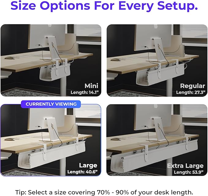 Ascrono Original No Drill Under Desk Cable Management Tray 40.6"