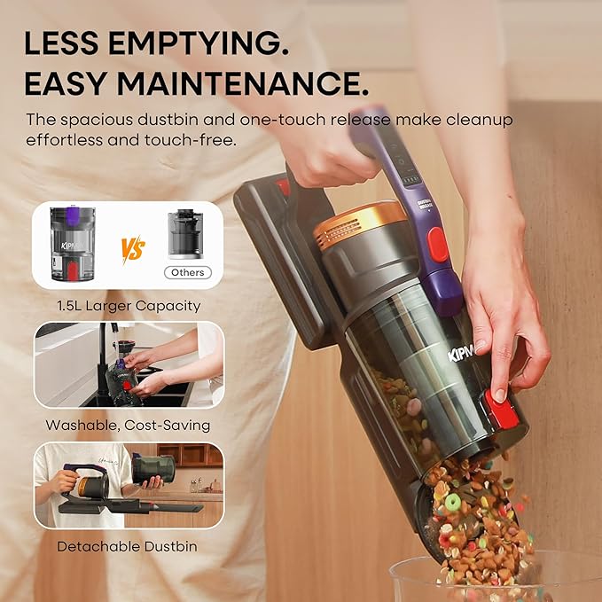 KIPMAX Cordless Vacuum Cleaner, 50KPa 550W Stick Vacuum