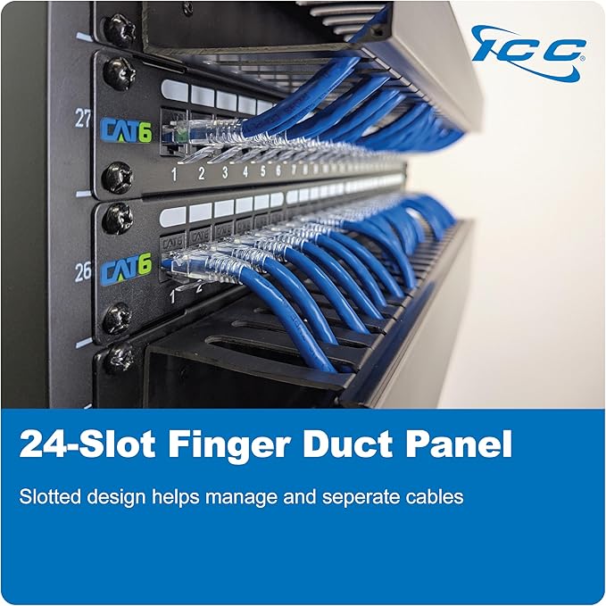 ICC 2U Finger Duct Cable Manager Panel (6-Pack)