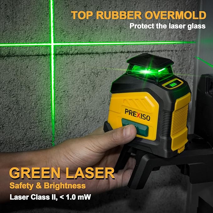 PREXISO 360° Laser Level with Tripod, 100Ft Dual Power Self Leveling Cross Line