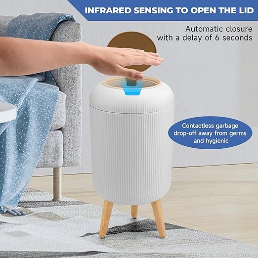Pukomc 2 Pack Automatic Trash Can 12L /3 Gallon and 10L /2.64 Gallon Bathroom