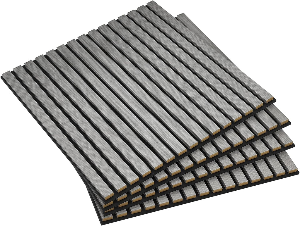 HOMCOM 4 Pack 3D Acoustic Panels, Wood Slat Wall Paneling