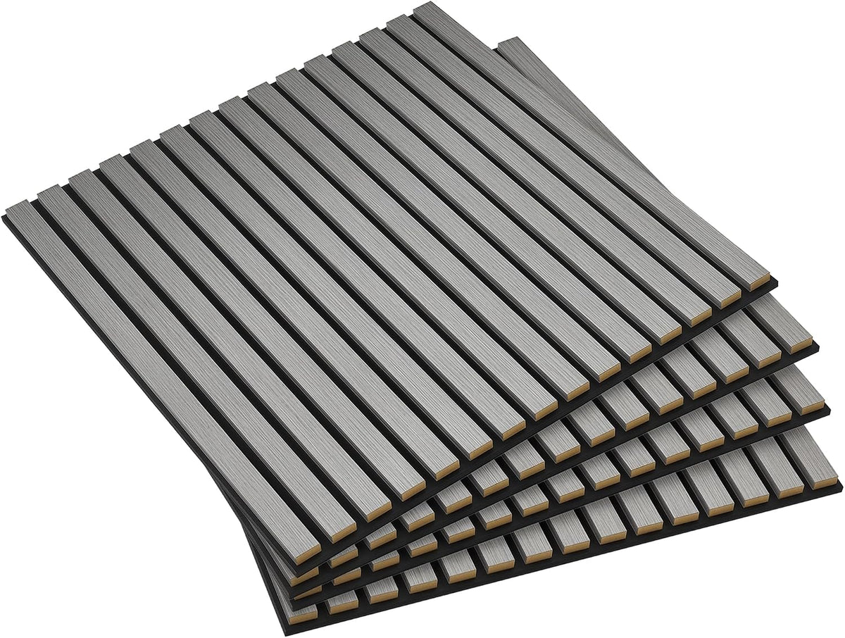 HOMCOM 4 Pack 3D Acoustic Panels, Wood Slat Wall Paneling