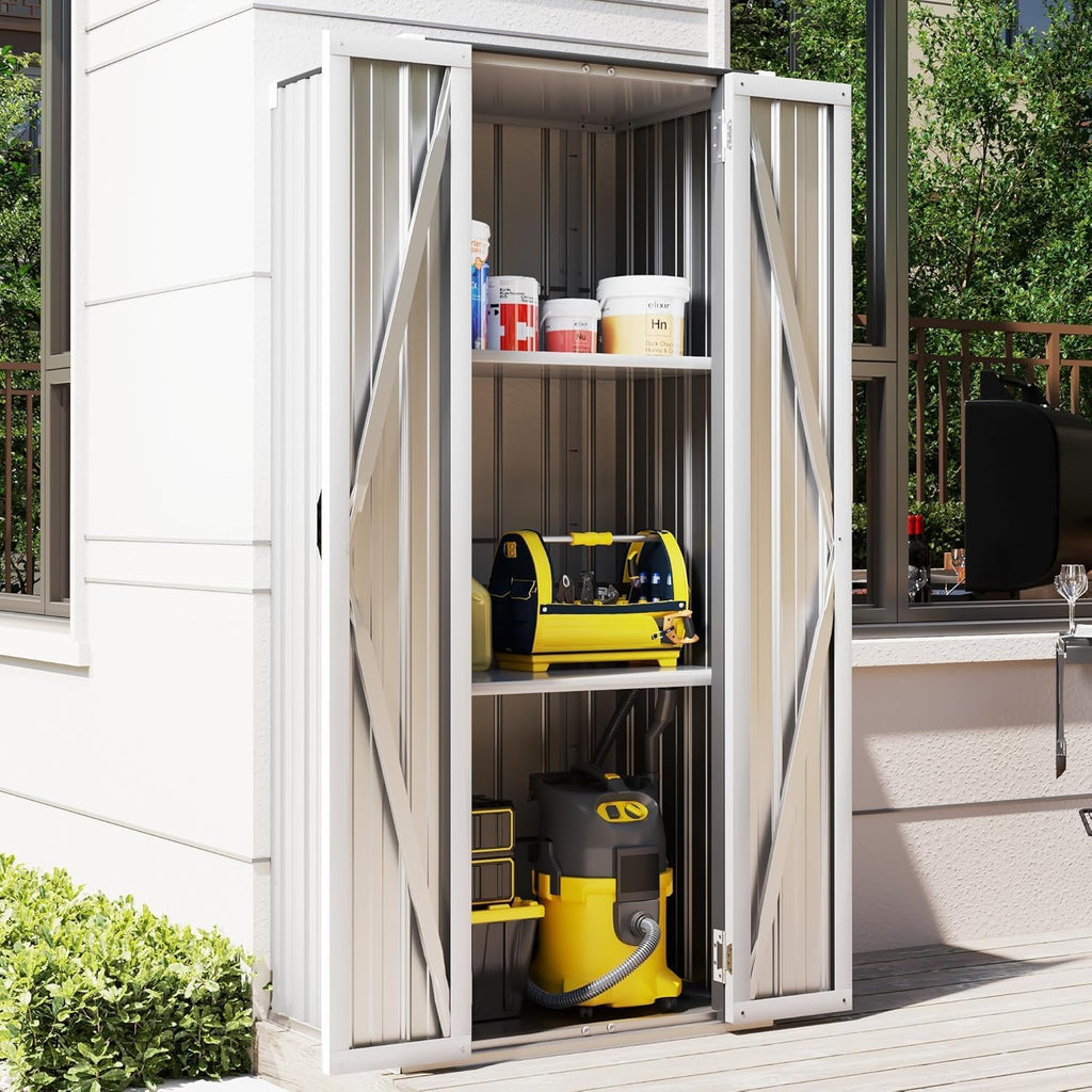 aecojoy outdoor storage cabinet waterproof, 70" vertical tall showing dimensions