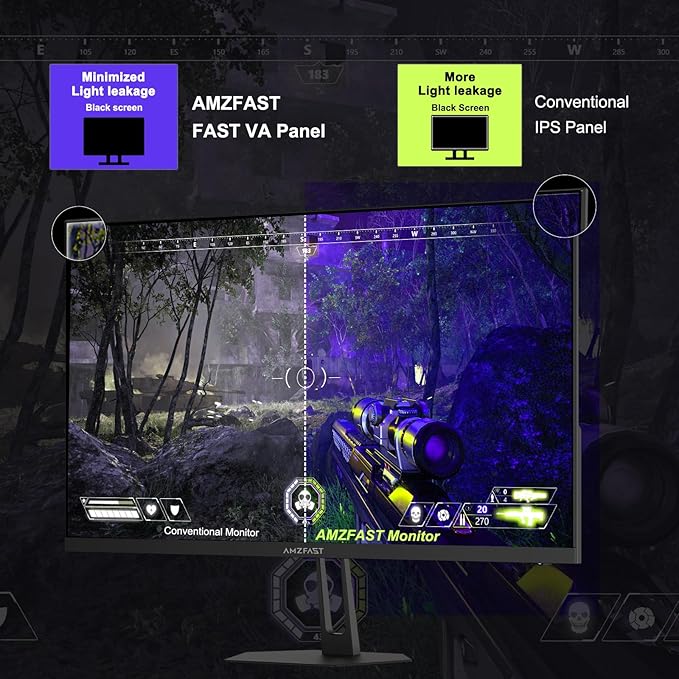Amzfast 24.5 Inch FHD 280Hz/240Hz Gaming Monitor, 1ms Adaptive Sync, 10 Bit