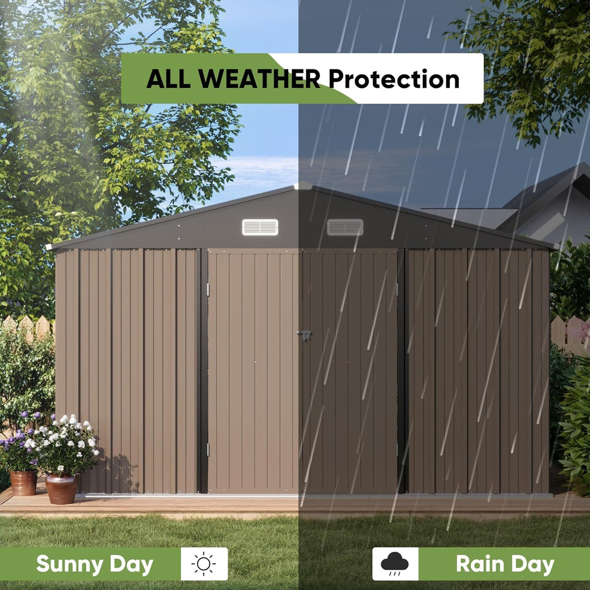 greesum 10 x 10 ft metal outdoor storage, package contents