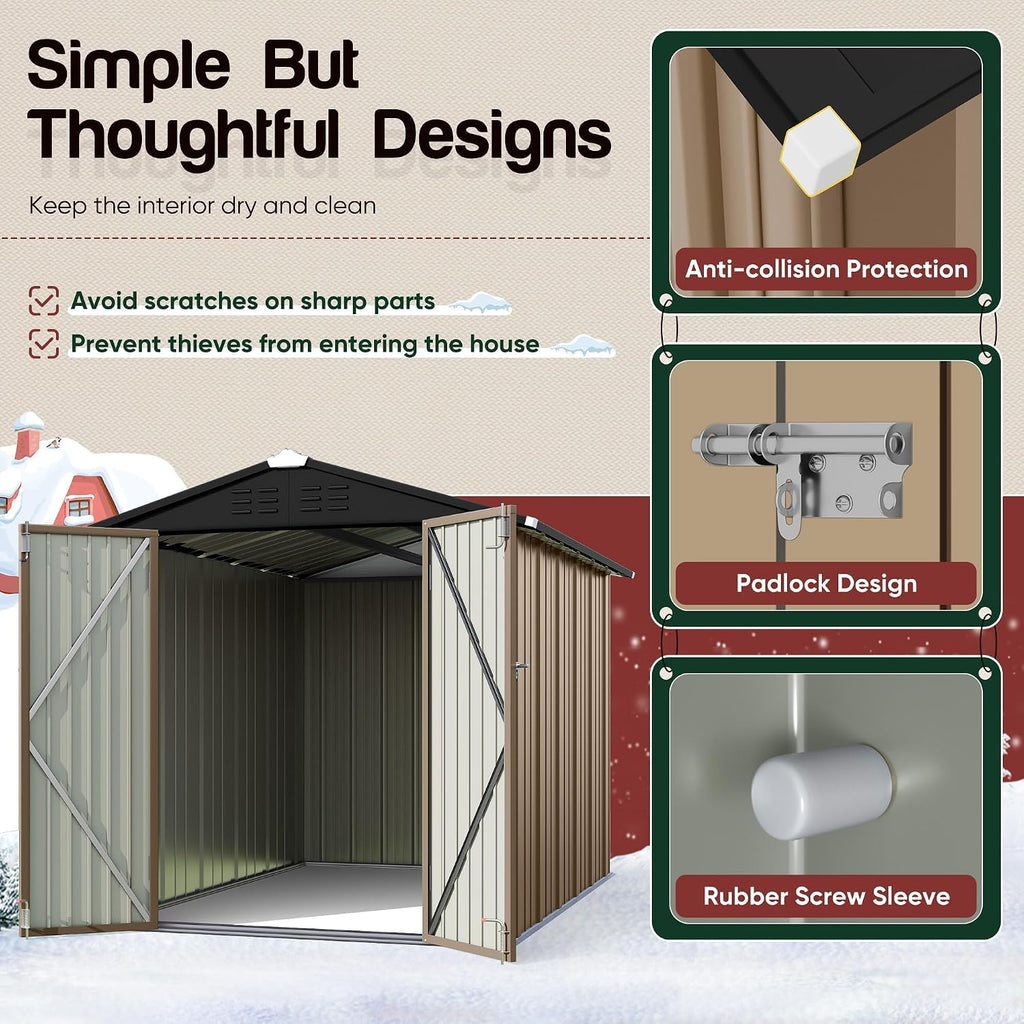 gunji 6 x 4 ft shed outdoor storage showing dimensions