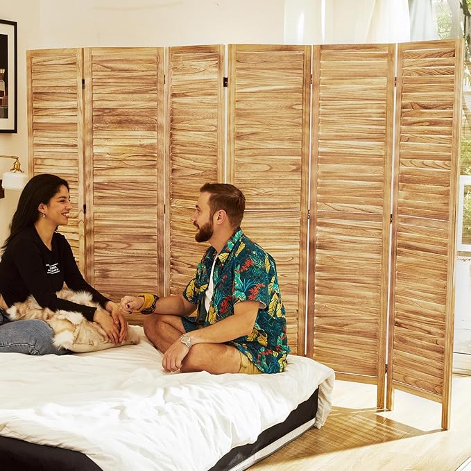 Room Dividers and Folding Privacy Screens, Wood Louvered Separators Divider Wall